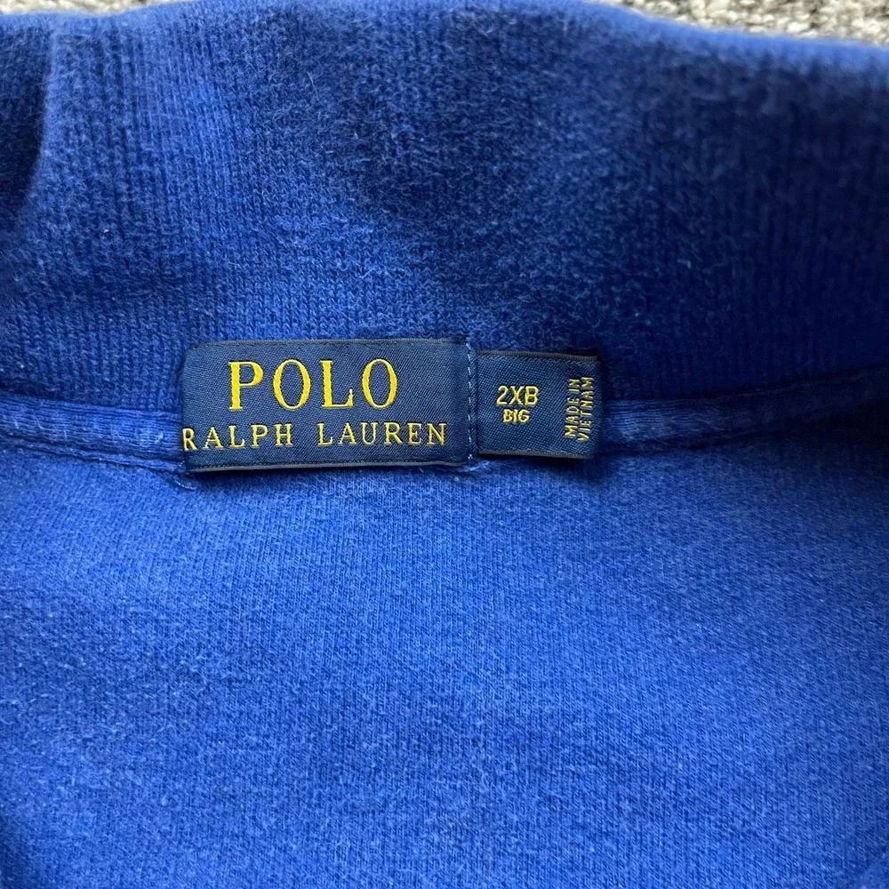polo Ralph Lauren Sweatshirt Mens 2XB Big Quarter Zip Fleece Pullover Blue